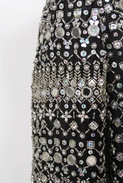 1979 Halston Couture Beaded Mirror Mini Dress & Jacket Made For Liza Minnelli