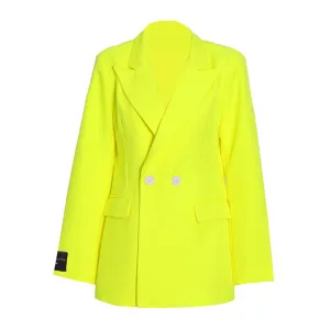 Ambitious Neon Notch Lapel Flap Pocket Long Sleeve Flap Pocket Boxy Blazer