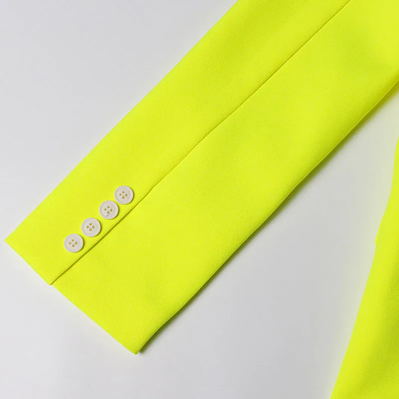 Ambitious Neon Notch Lapel Flap Pocket Long Sleeve Flap Pocket Boxy Blazer