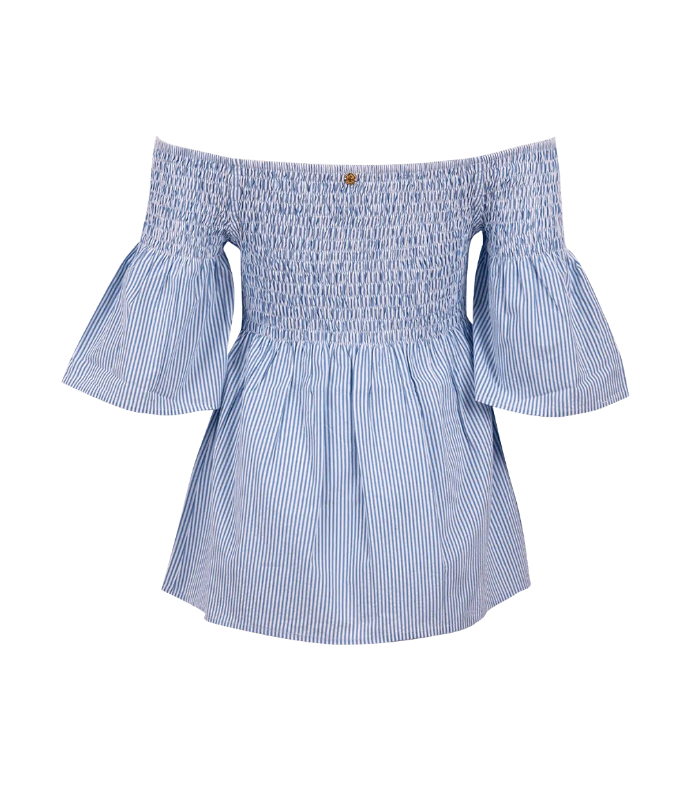 Andriana Smocked Off Shoulder Top