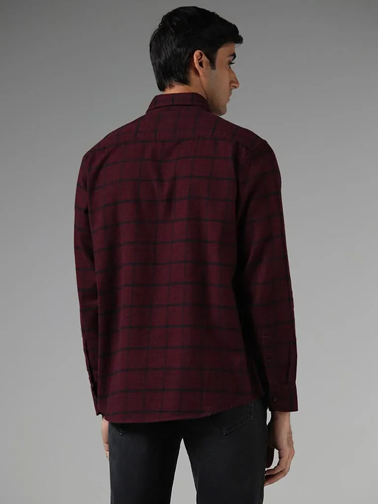 Ascot Wine Graph Checked Relaxed-Fit Shirt