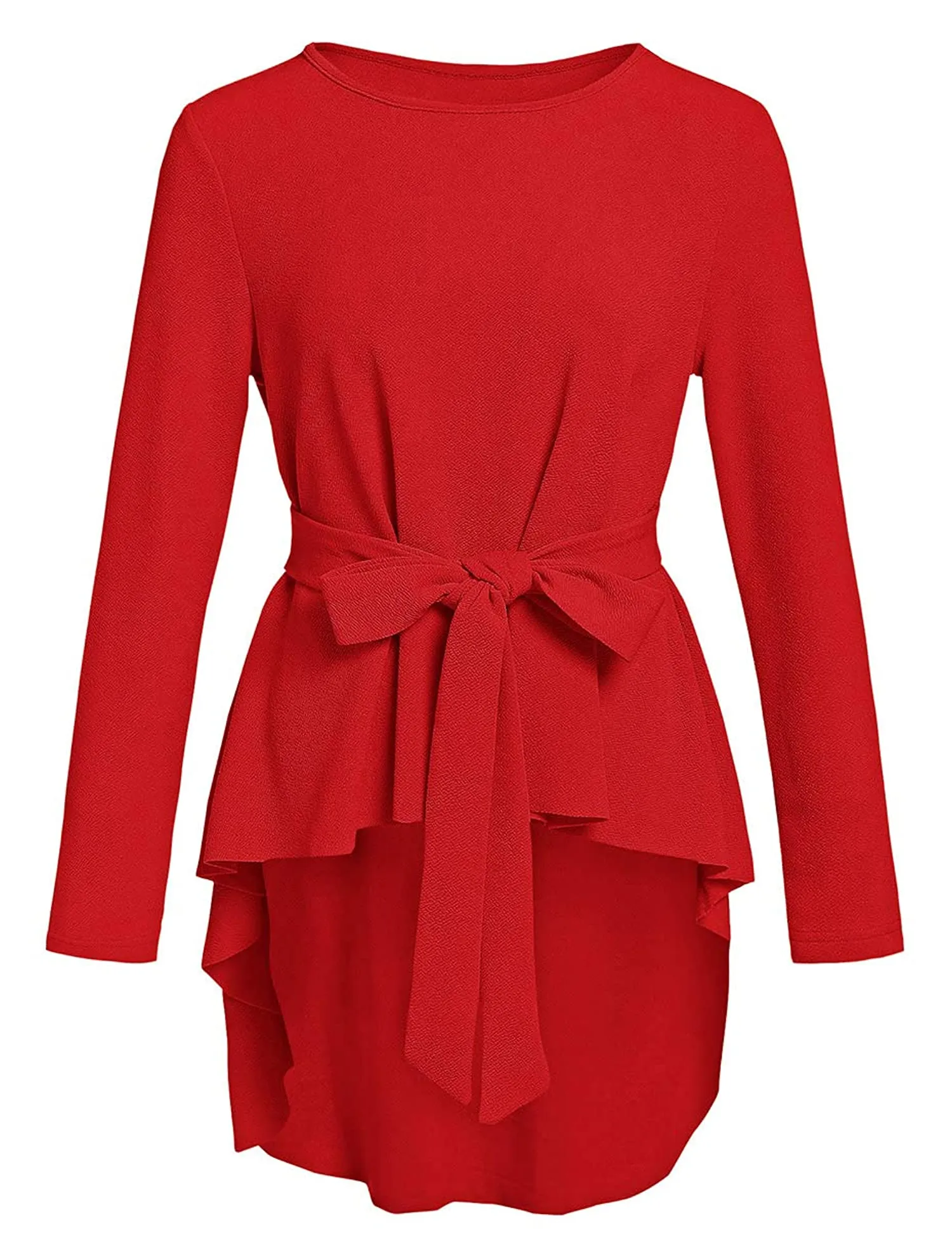 Belted Flare Peplum Blouse