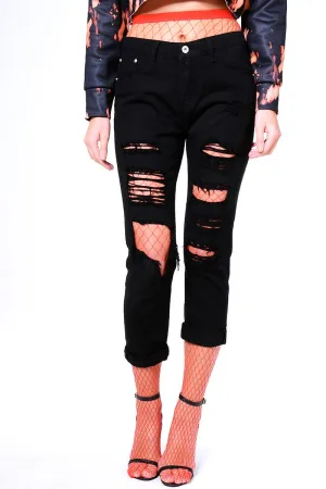 Black Ripped Boyfriend Jeans - Jazmine