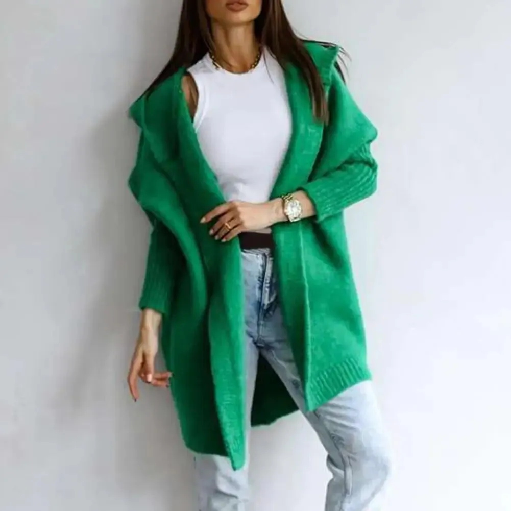 Cardigan Women Fashion Batwing Sleeve Sweaters Autumn New Hooded Sweater Coat