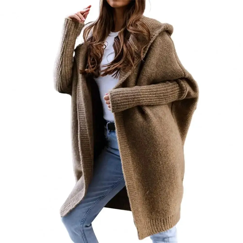 Cardigan Women Fashion Batwing Sleeve Sweaters Autumn New Hooded Sweater Coat