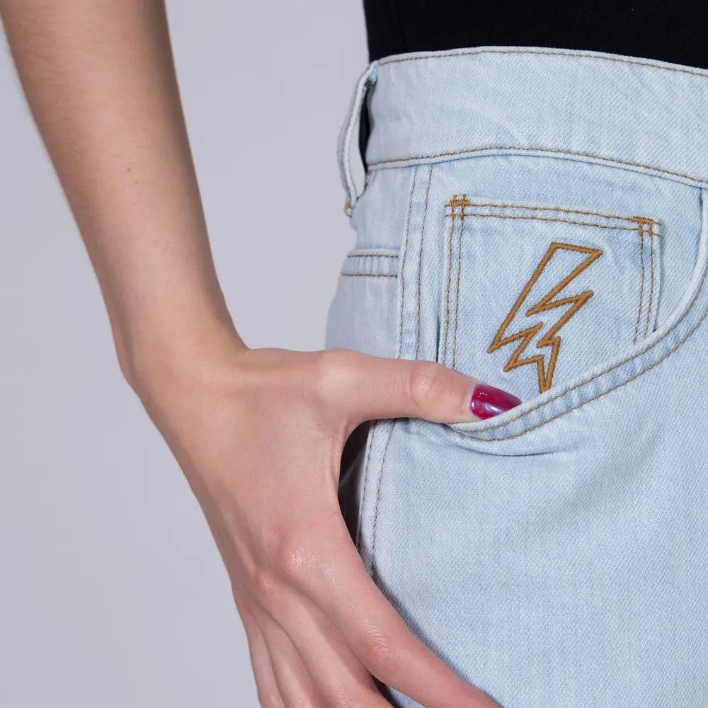 Charger Baggy Denim Pants Light Blue