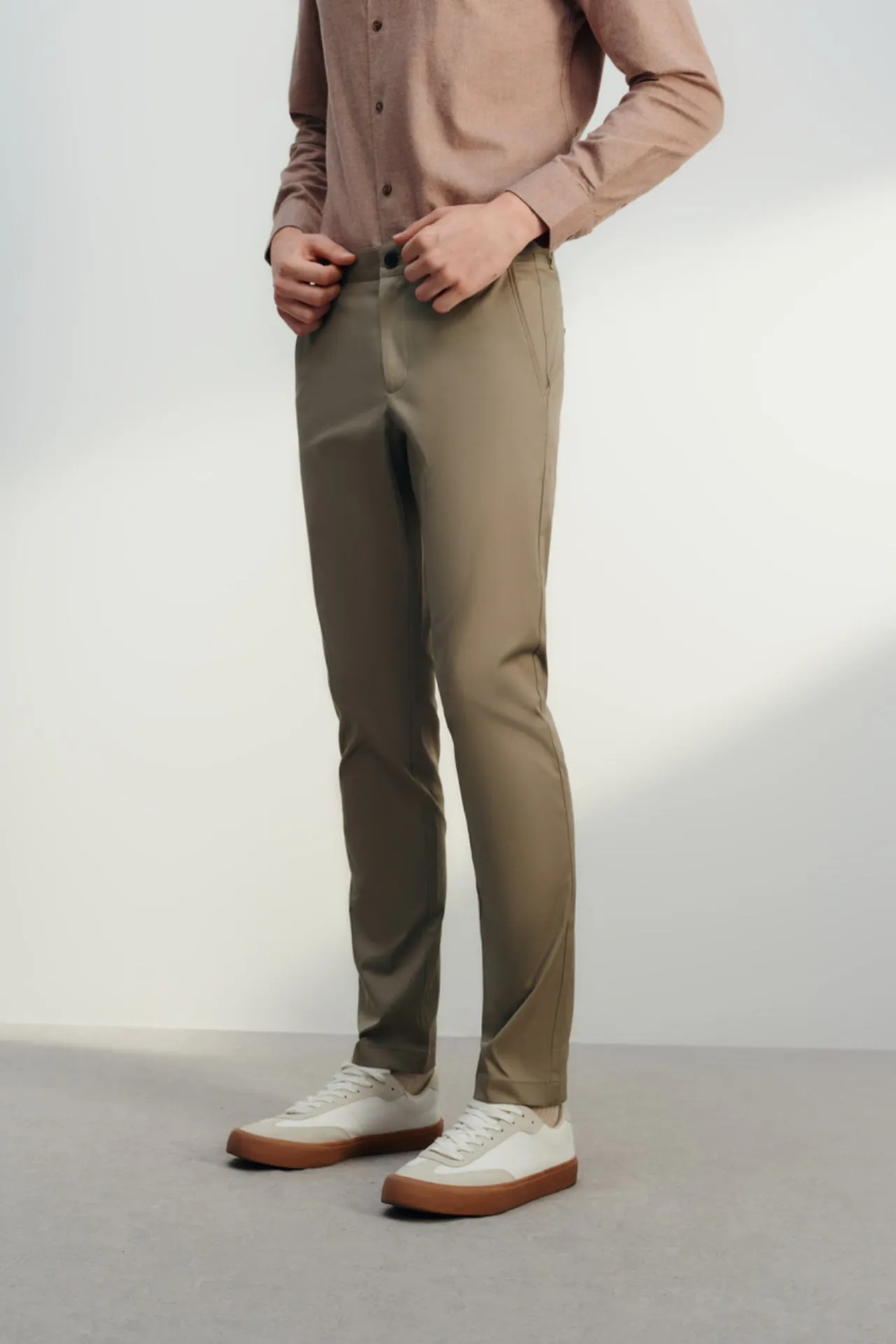 Cotton Rich Stretch Extra Slim Fit Twill Casual Pants