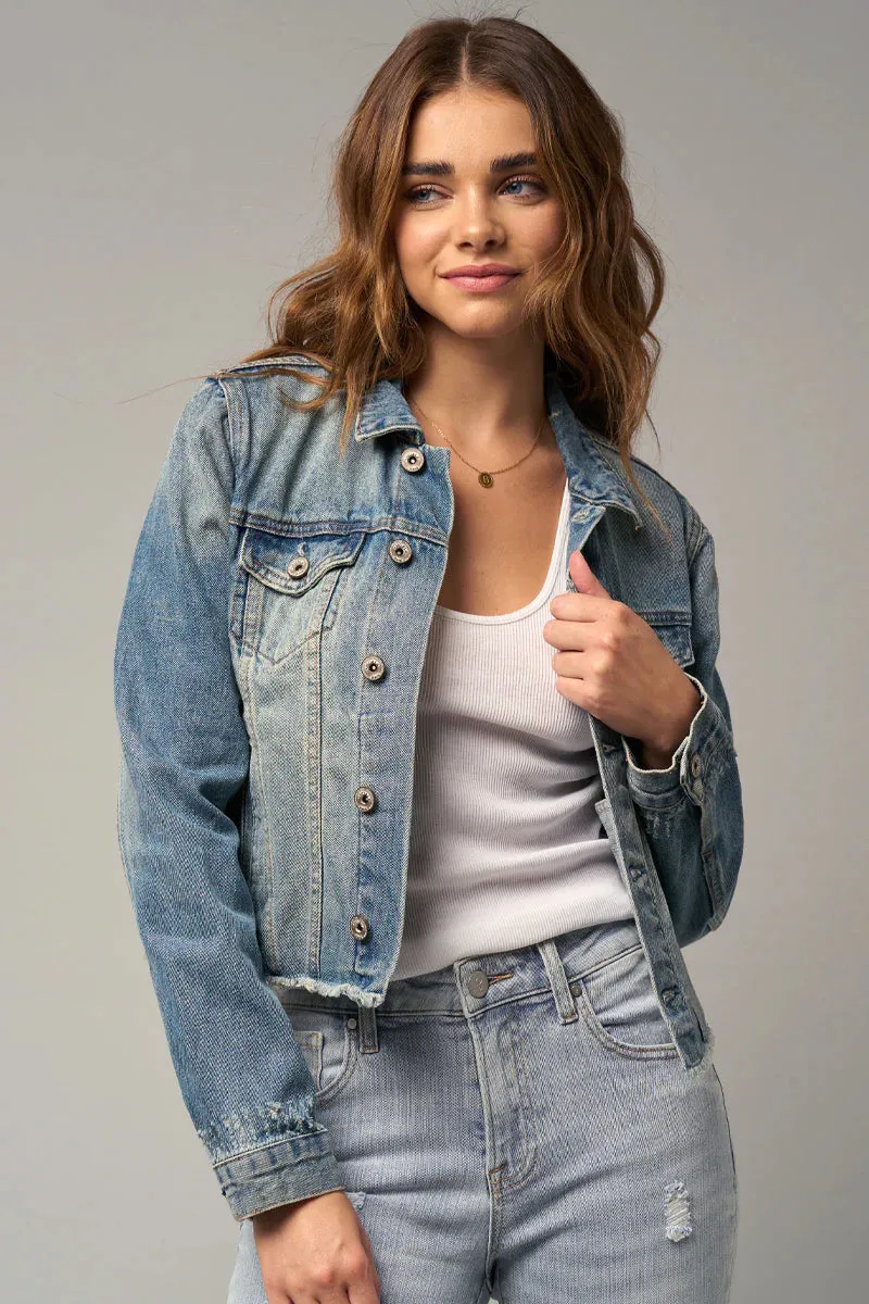 Cropped fringed denim Jacket