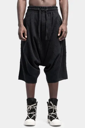 Deep drop crotch contrast shorts