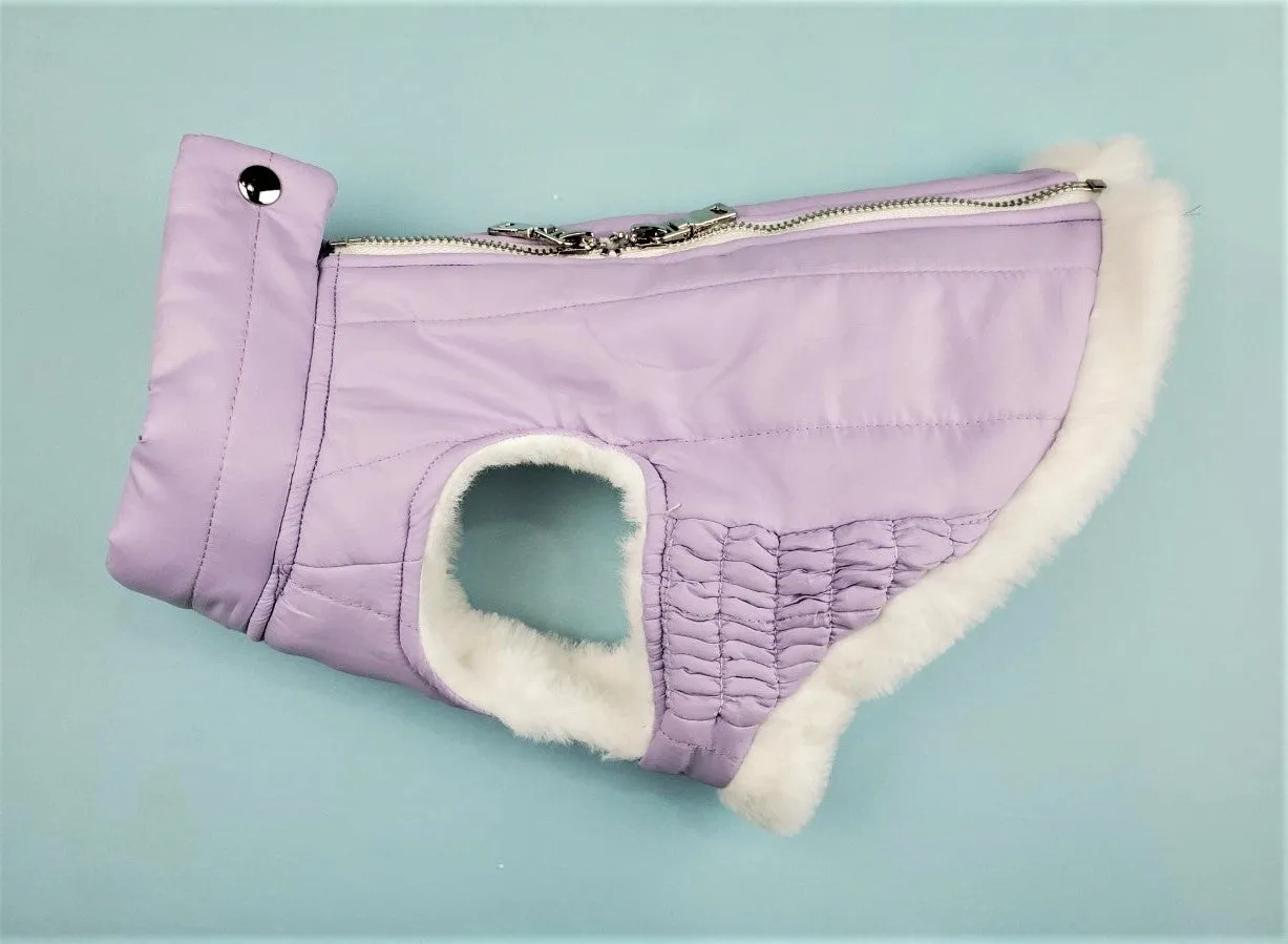 Easy On Dog Coat | Lavender Fur Lined Jacket