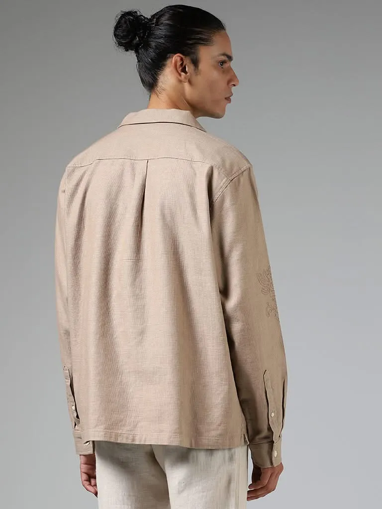 ETA Brown Embroidered Relaxed-Fit Jacket