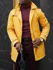 Fashion Yellow British Style Trench Coat