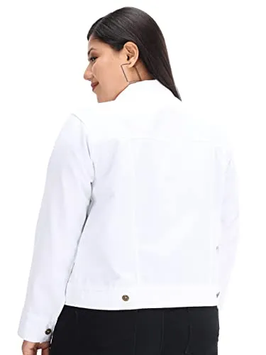 FUNDAY FASHION Cotton Blend Plue Size Full Sleeve Solid Women Casual Jacket (X-Large, White)