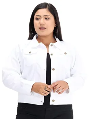 FUNDAY FASHION Cotton Blend Plue Size Full Sleeve Solid Women Casual Jacket (X-Large, White)