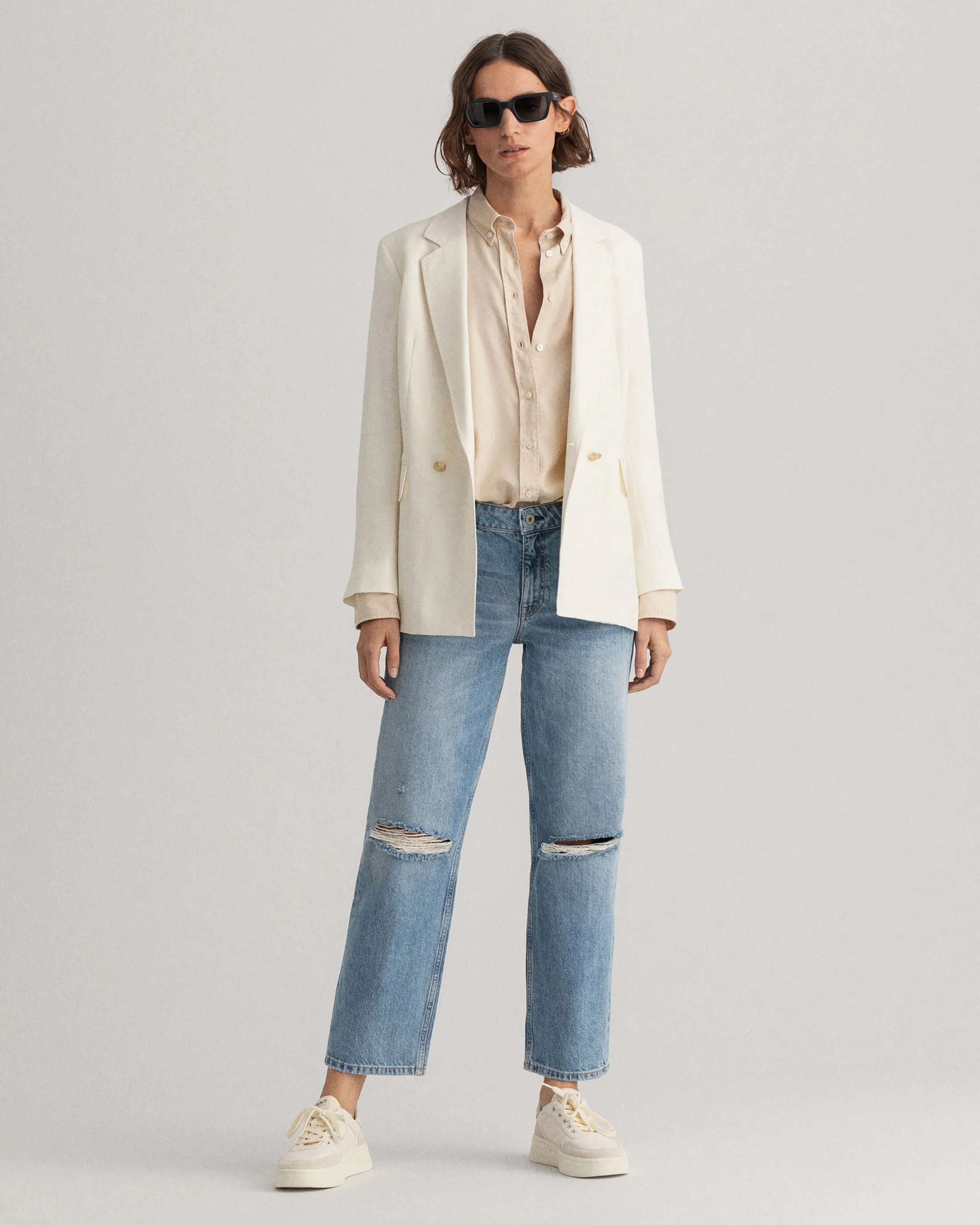 GANT Camie Relaxed Fit Cropped Ripped Jeans 0159