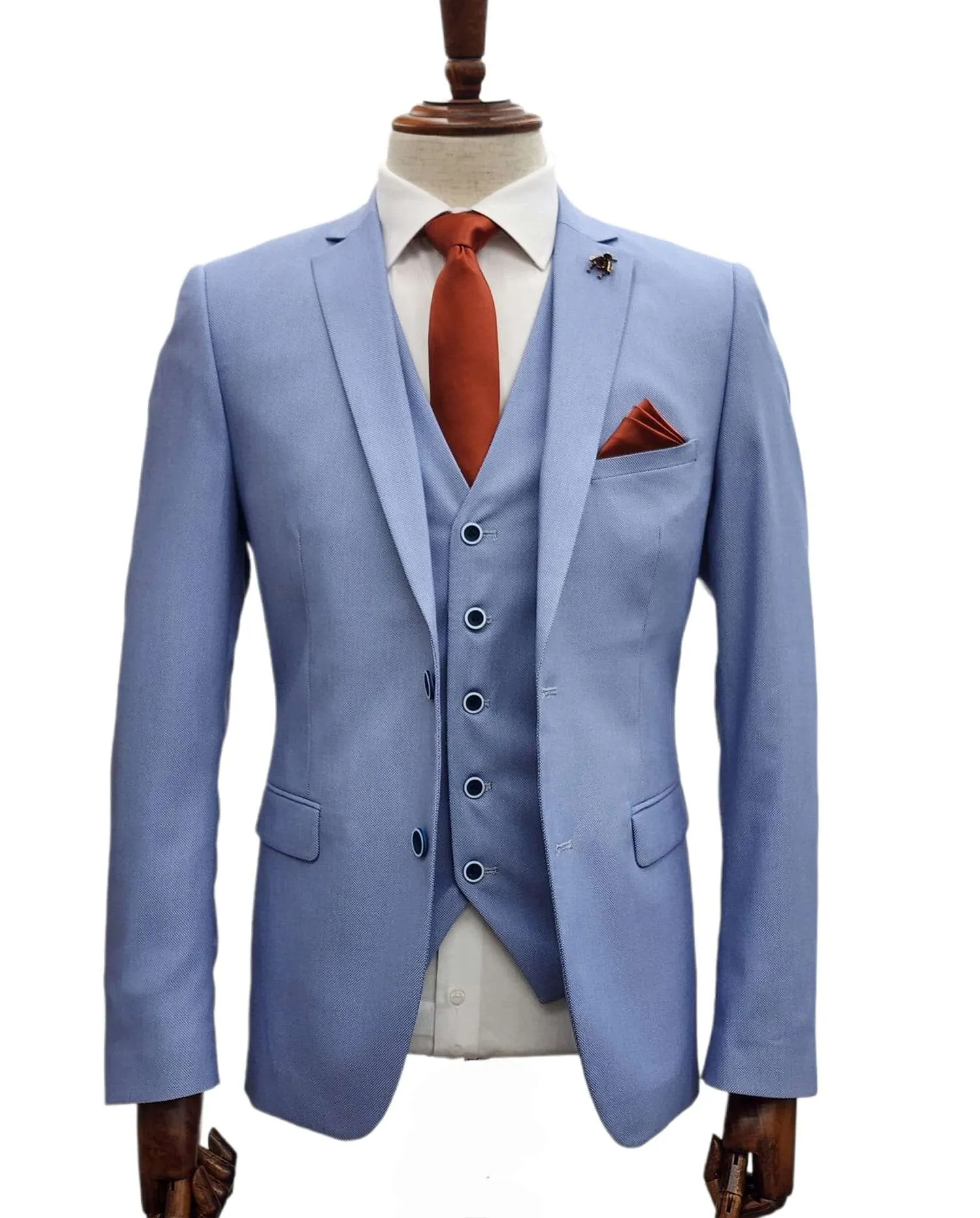 Giovanni Testi 2 Button 3Pc Slim Fit Suit GT2 V-H5130 L.BLUE