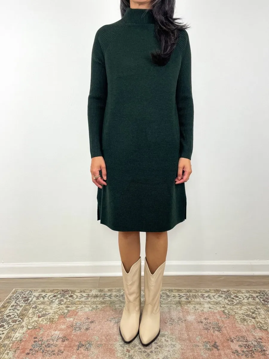 Hadley Milano Dress in Bottle Green Extra Fine Merino Wool