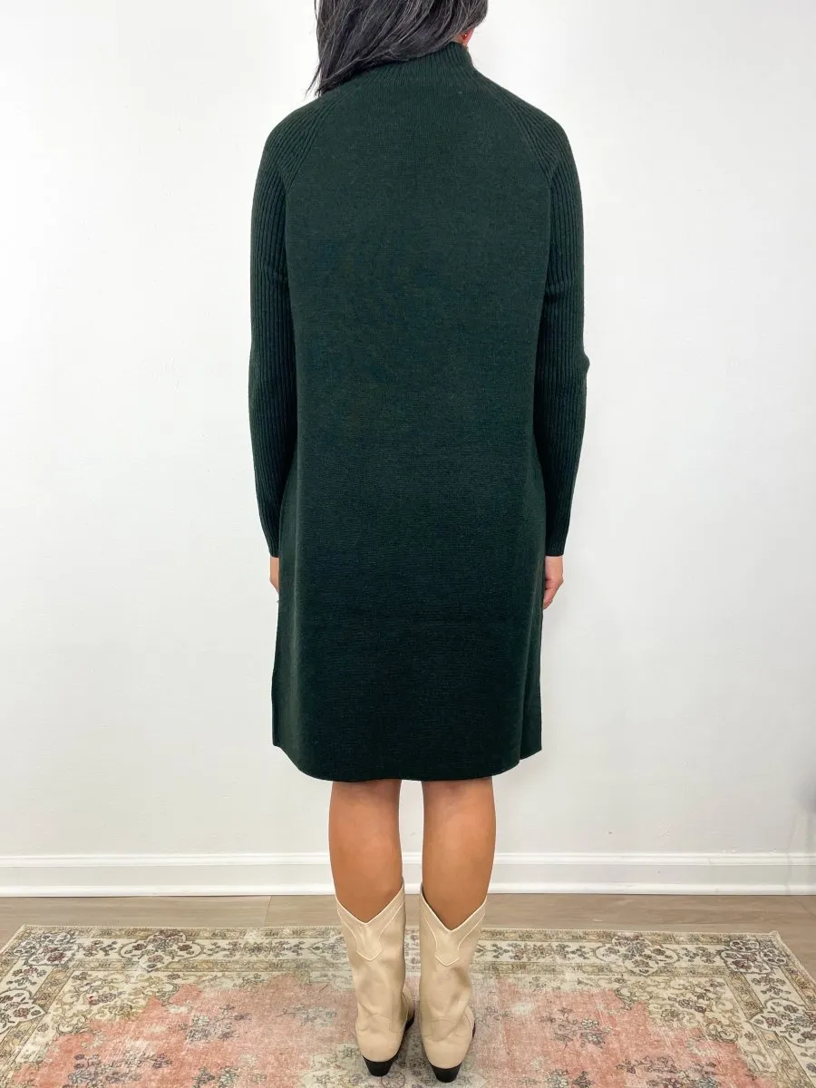 Hadley Milano Dress in Bottle Green Extra Fine Merino Wool