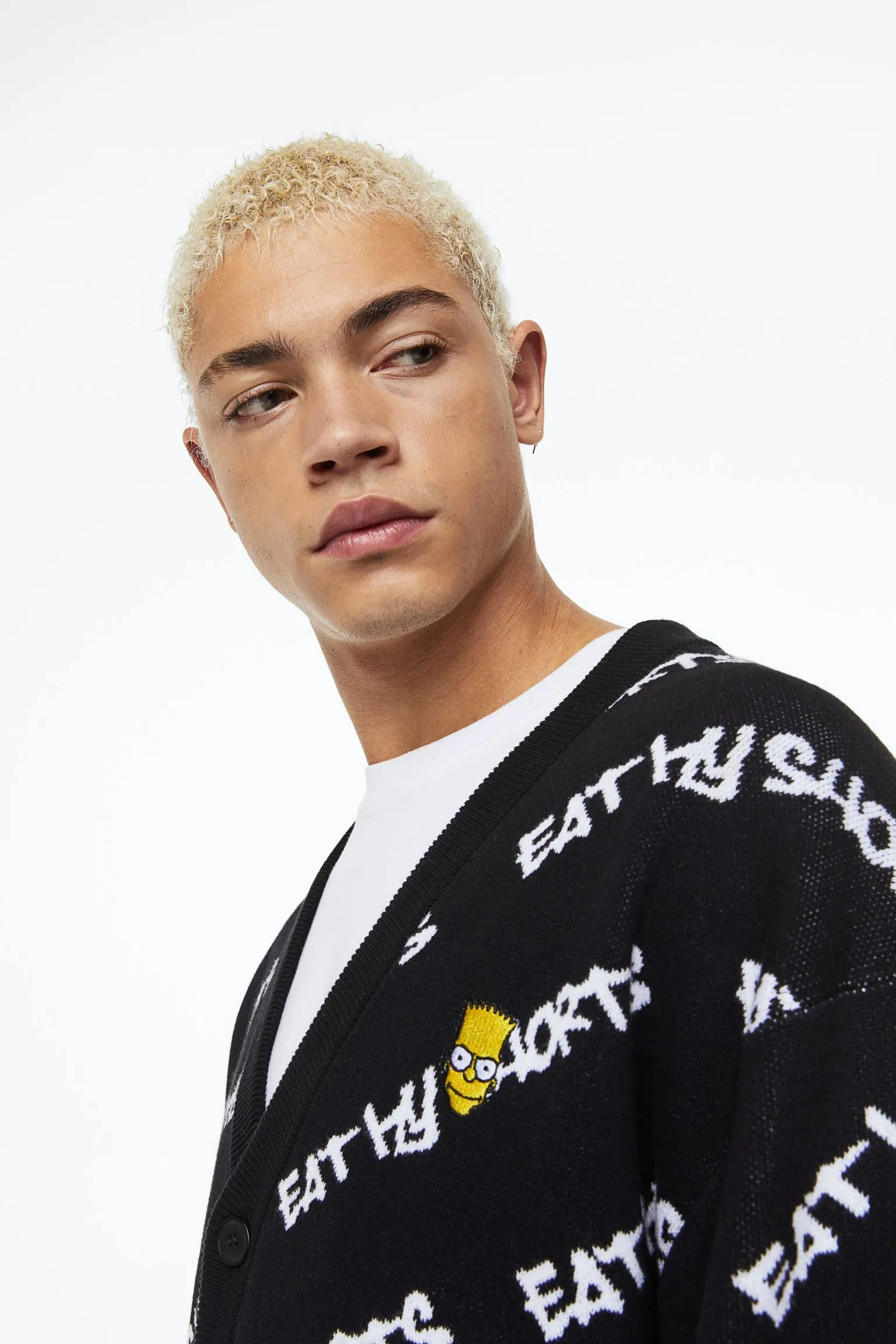 H&M x The Simpsons Oversized Fit Jacquard-knit Cardigan, black