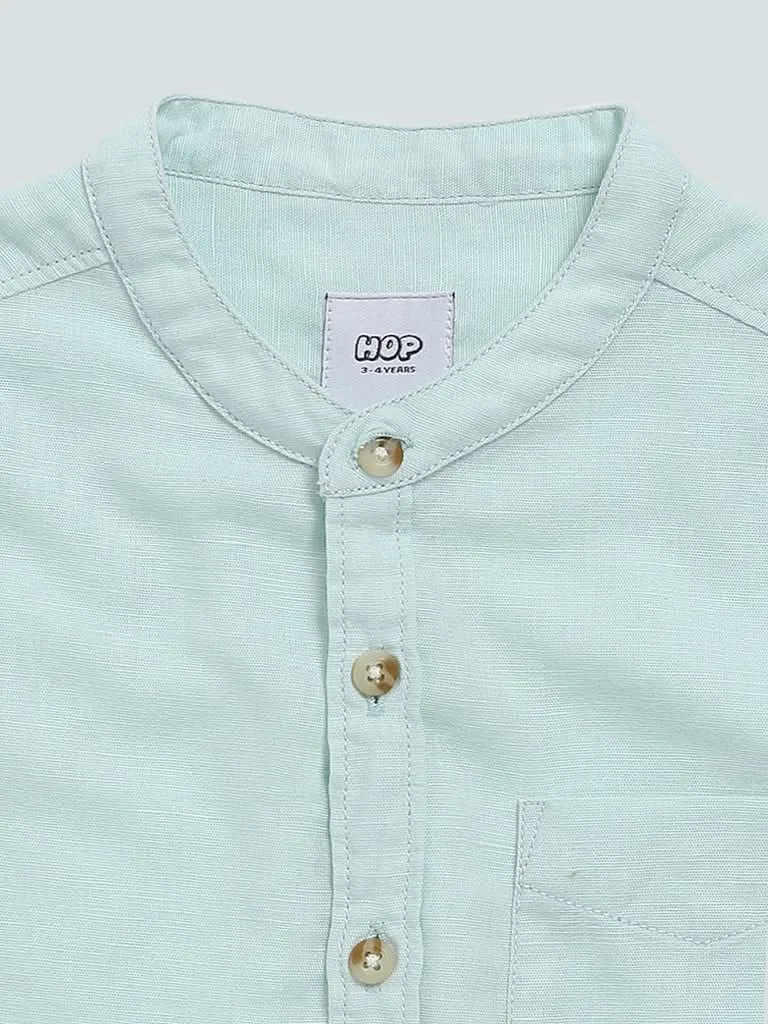 HOP Kids Solid Sky Blue Relaxed Fit Shirt