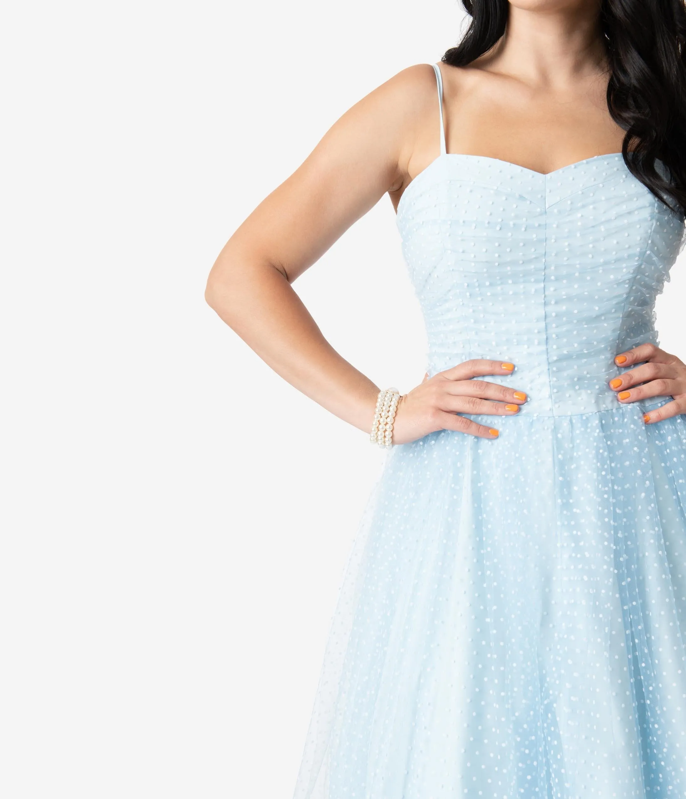 I Love Lucy x Unique Vintage Light Blue Honeymoon Swing Dress