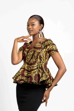 INES African Print Women's Top (Peplum)