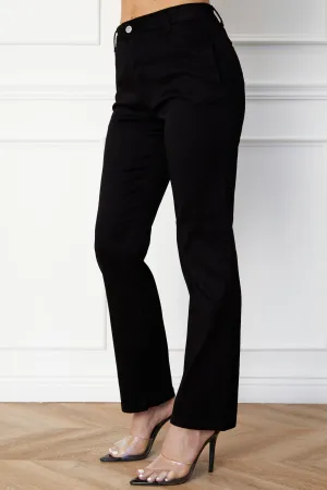 Kit Black Straight Fit Twill Pants