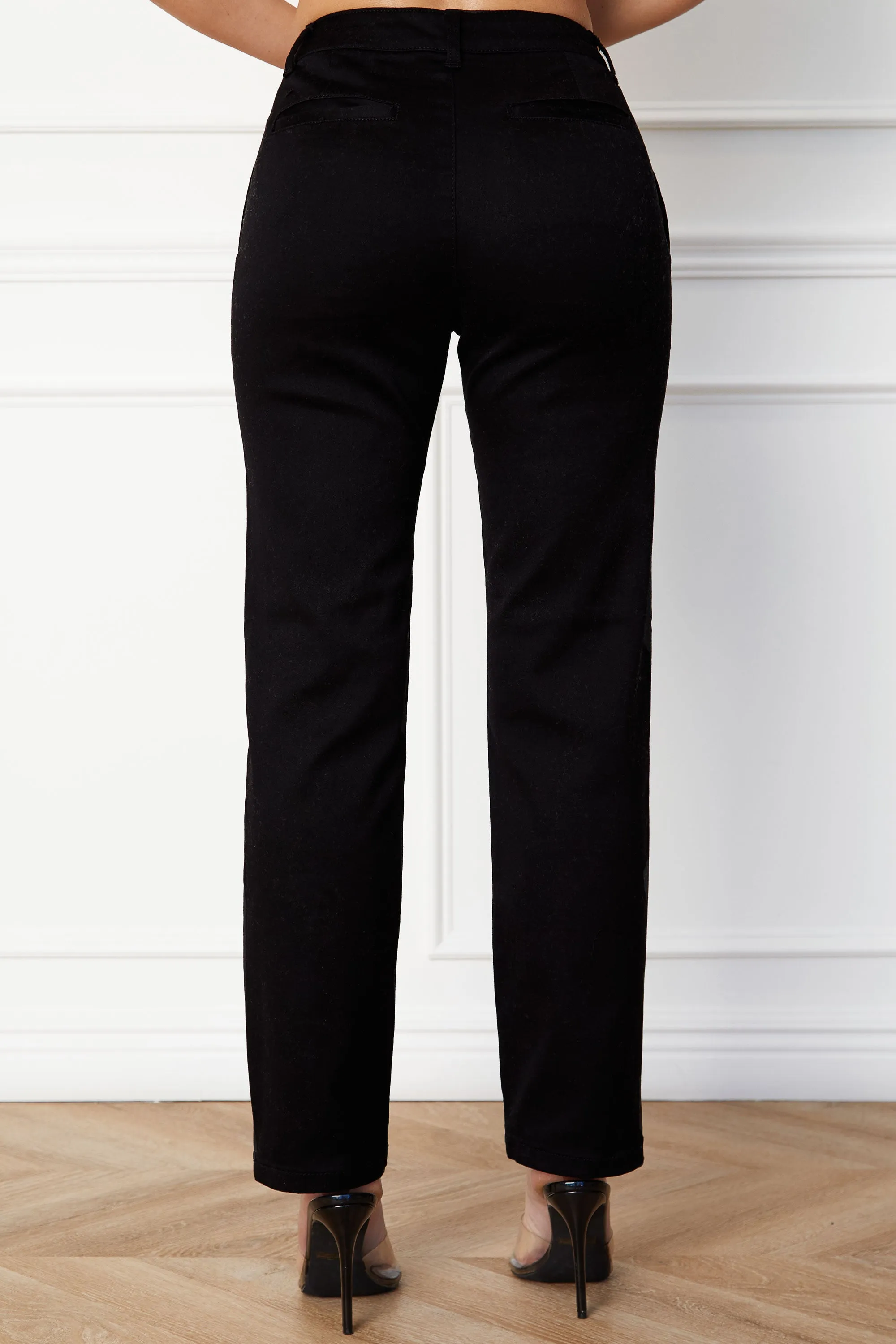 Kit Black Straight Fit Twill Pants