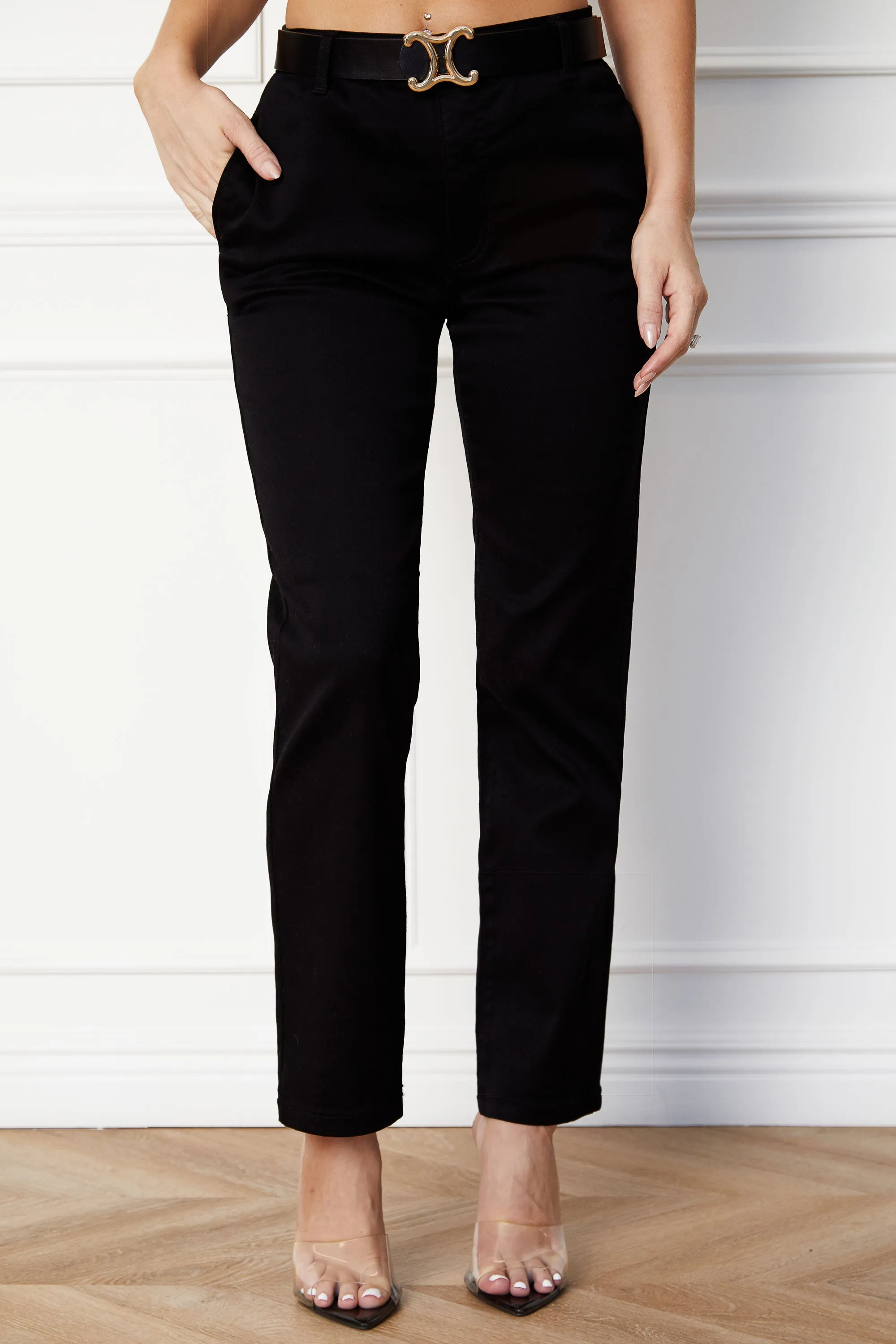 Kit Black Straight Fit Twill Pants