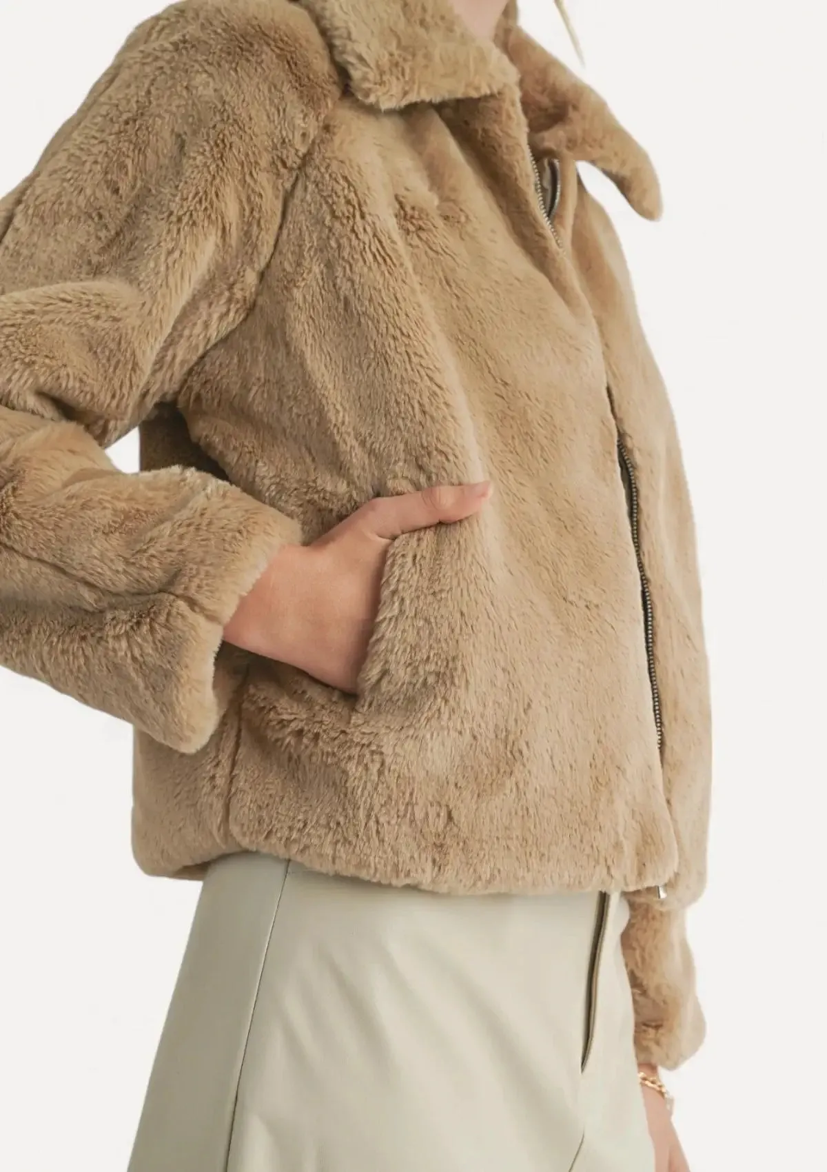 Libby Fur Jacket - Taupe