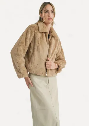 Libby Fur Jacket - Taupe