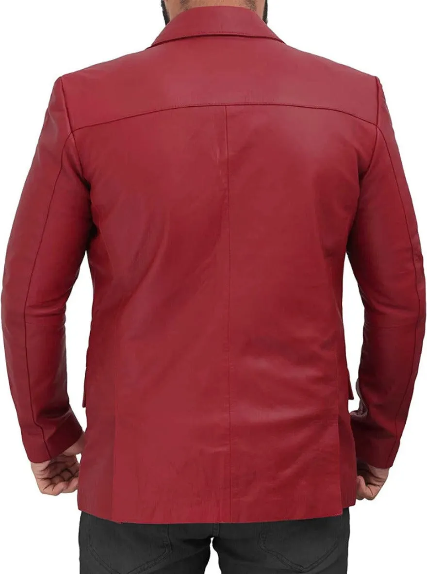 Maroon Leather Blazer | Genuine Nappa Sheepskin