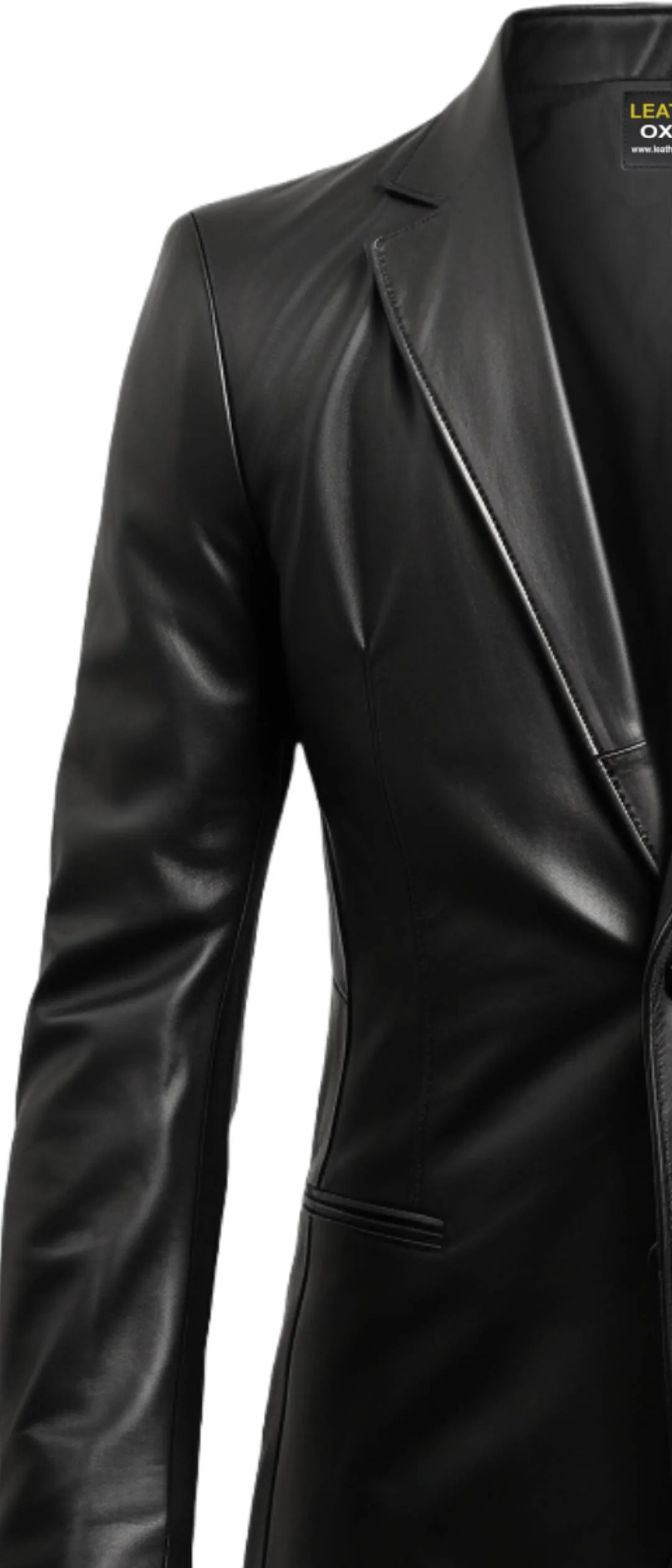 Men 2 Button Leather Coat