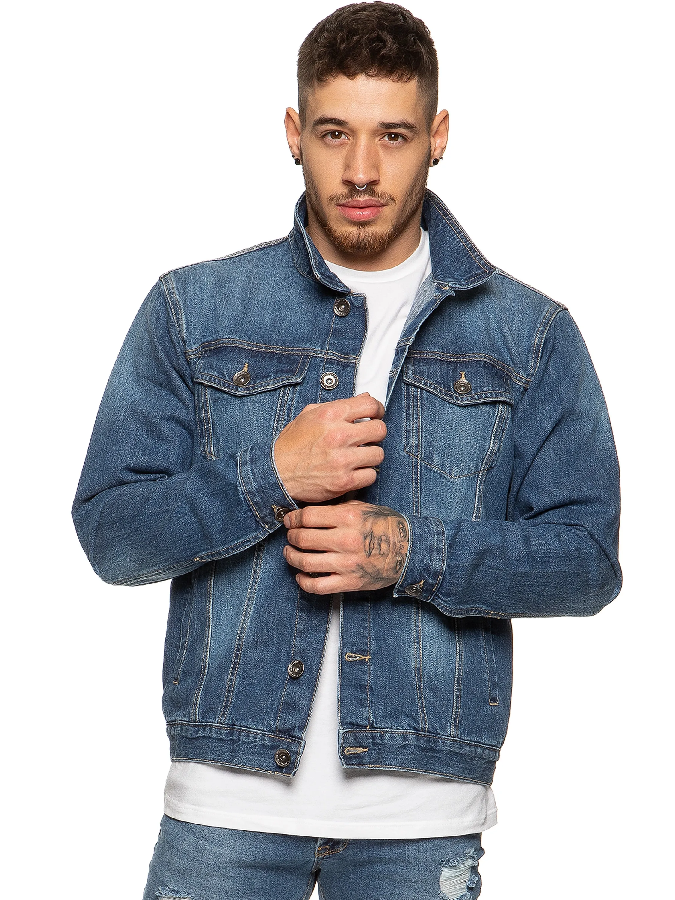 Mens Enzo Denim Designer Jacket - Black | Enzo Designer Menswear