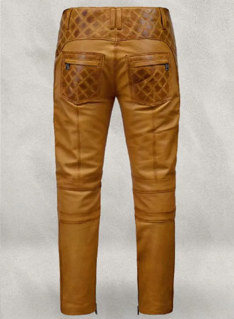 Men's Waxed Leather Biker Pants