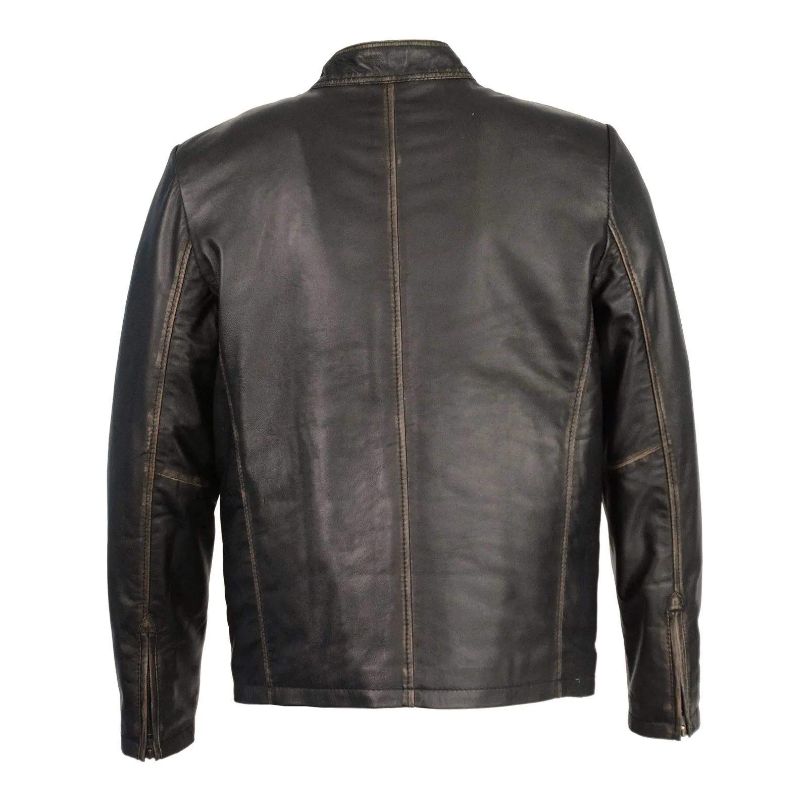 Milwaukee Leather SFM1855 Men's Black Brown Leather Moto Racer Jacket