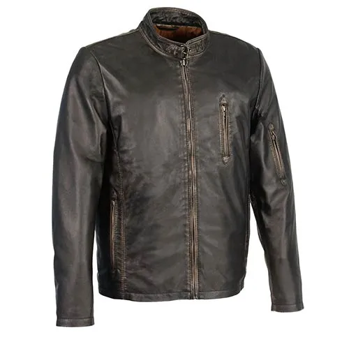 Milwaukee Leather SFM1855 Men's Black Brown Leather Moto Racer Jacket