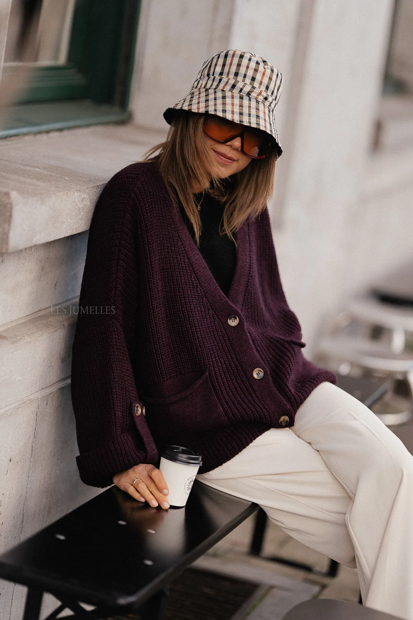 Noemie knitted cardigan burgundy