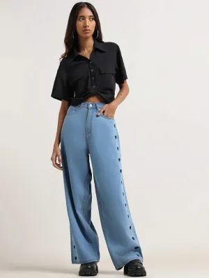 Nuon Blue Relaxed - Fit High - Rise Jeans