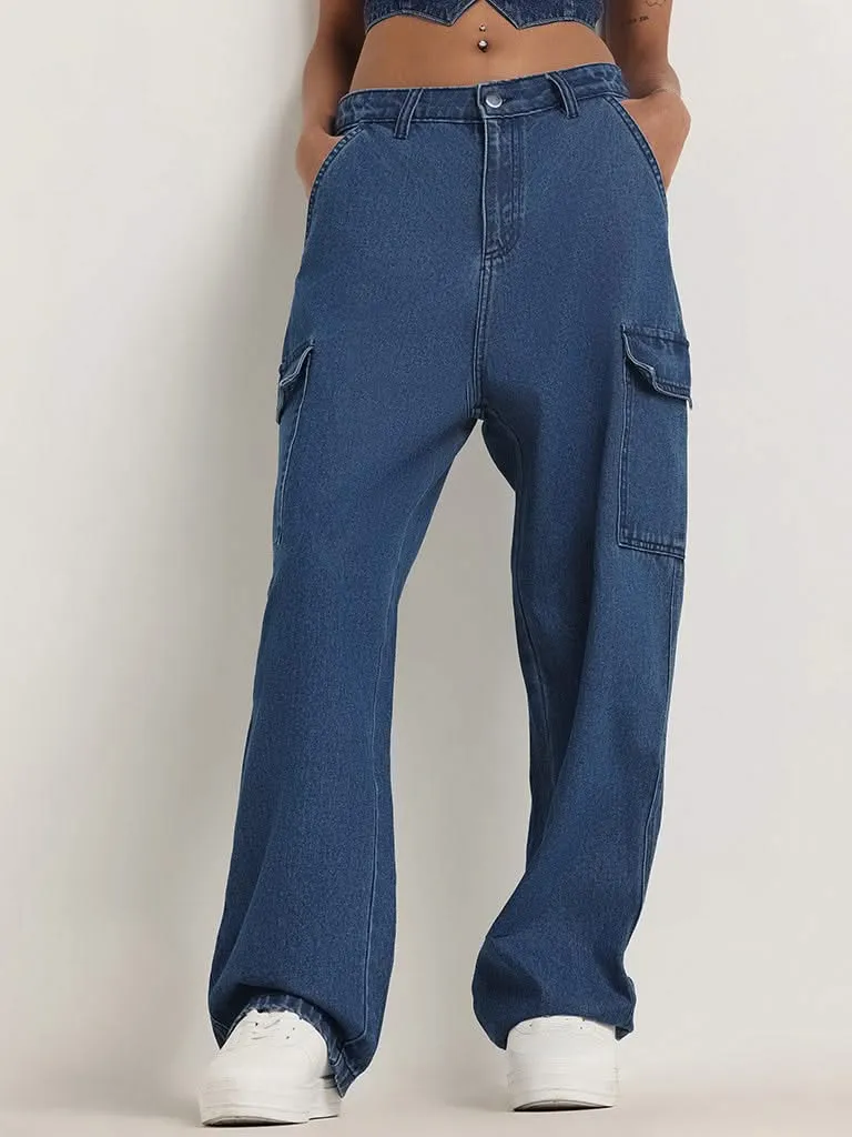 Nuon Blue Relaxed - Fit Mid Rise Jeans