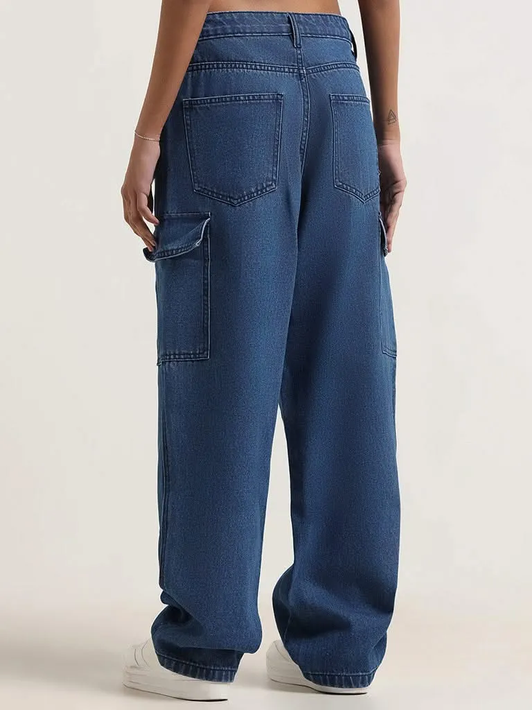 Nuon Blue Relaxed - Fit Mid Rise Jeans