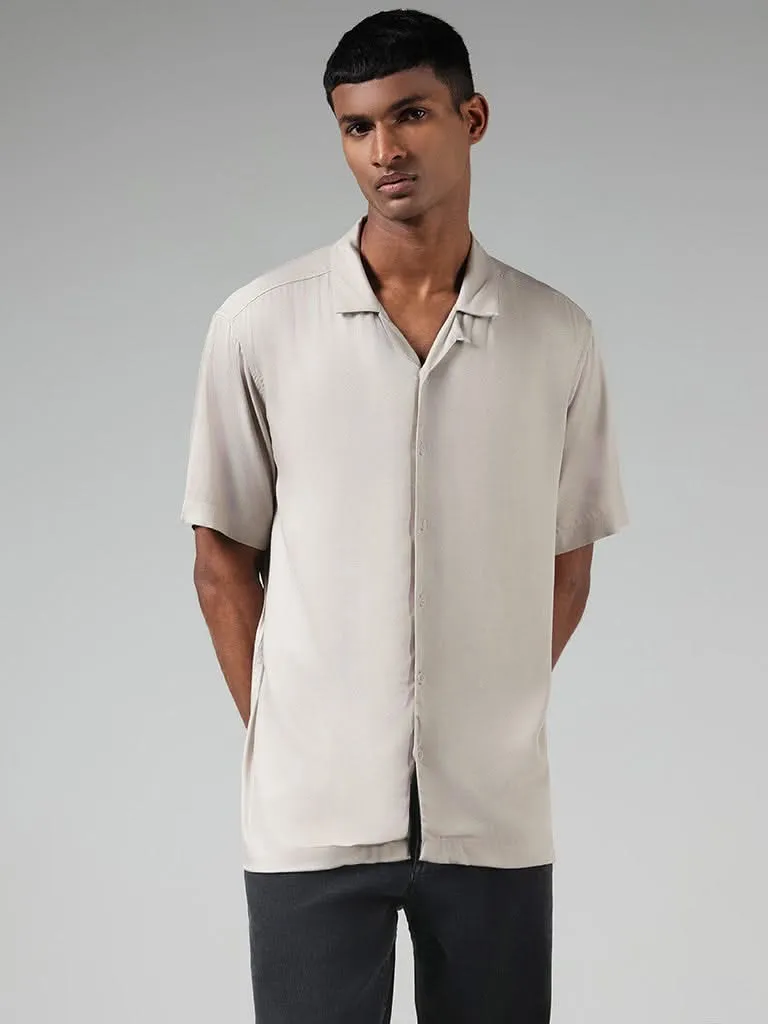 Nuon Solid Beige Relaxed-Fit Shirt