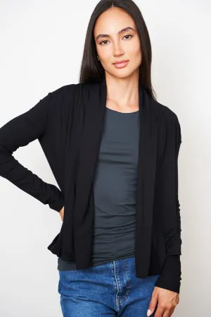 Soft Touch Open Cardigan in Noir