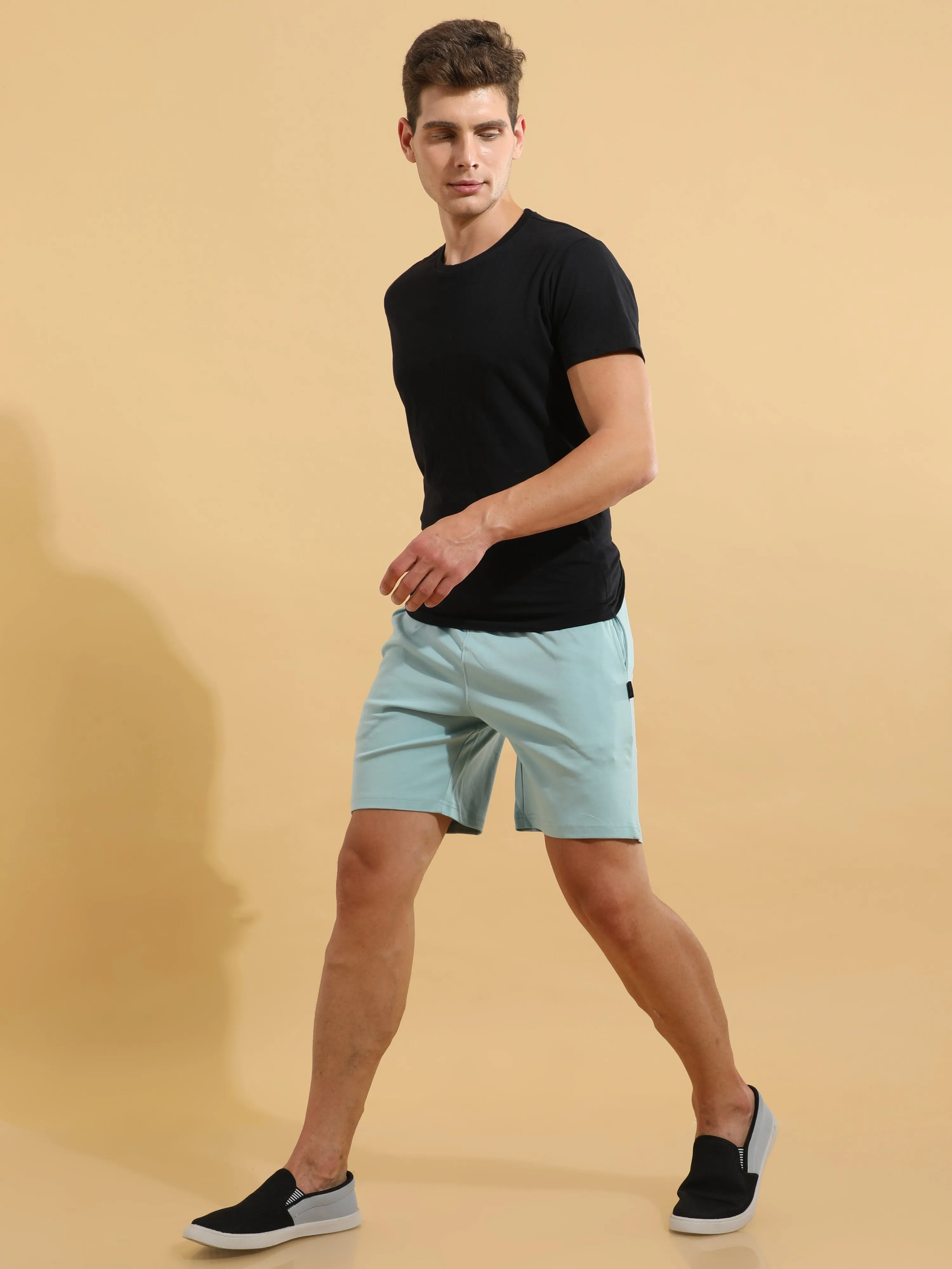 Stone Blue Cotton Shorts