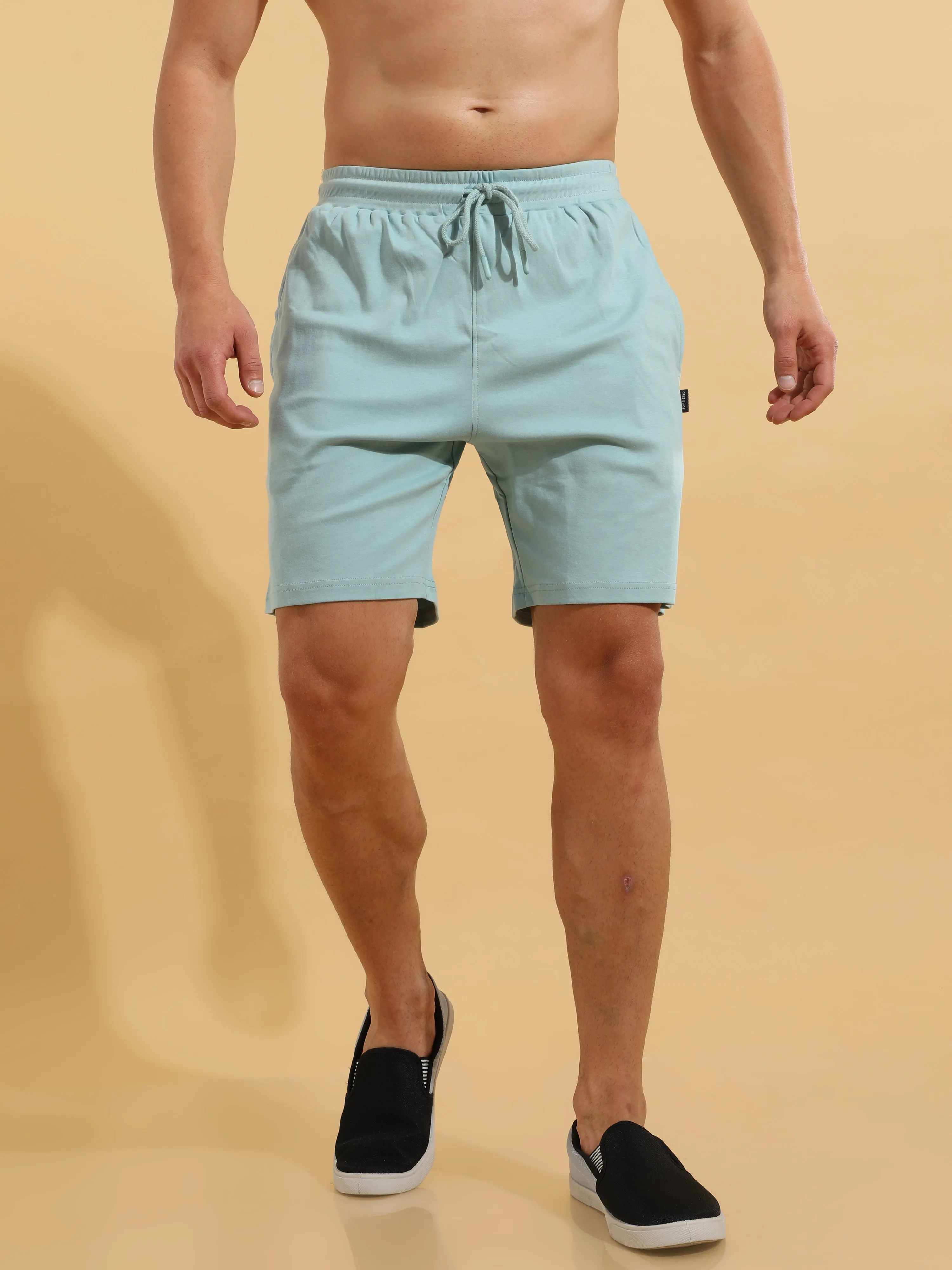 Stone Blue Cotton Shorts