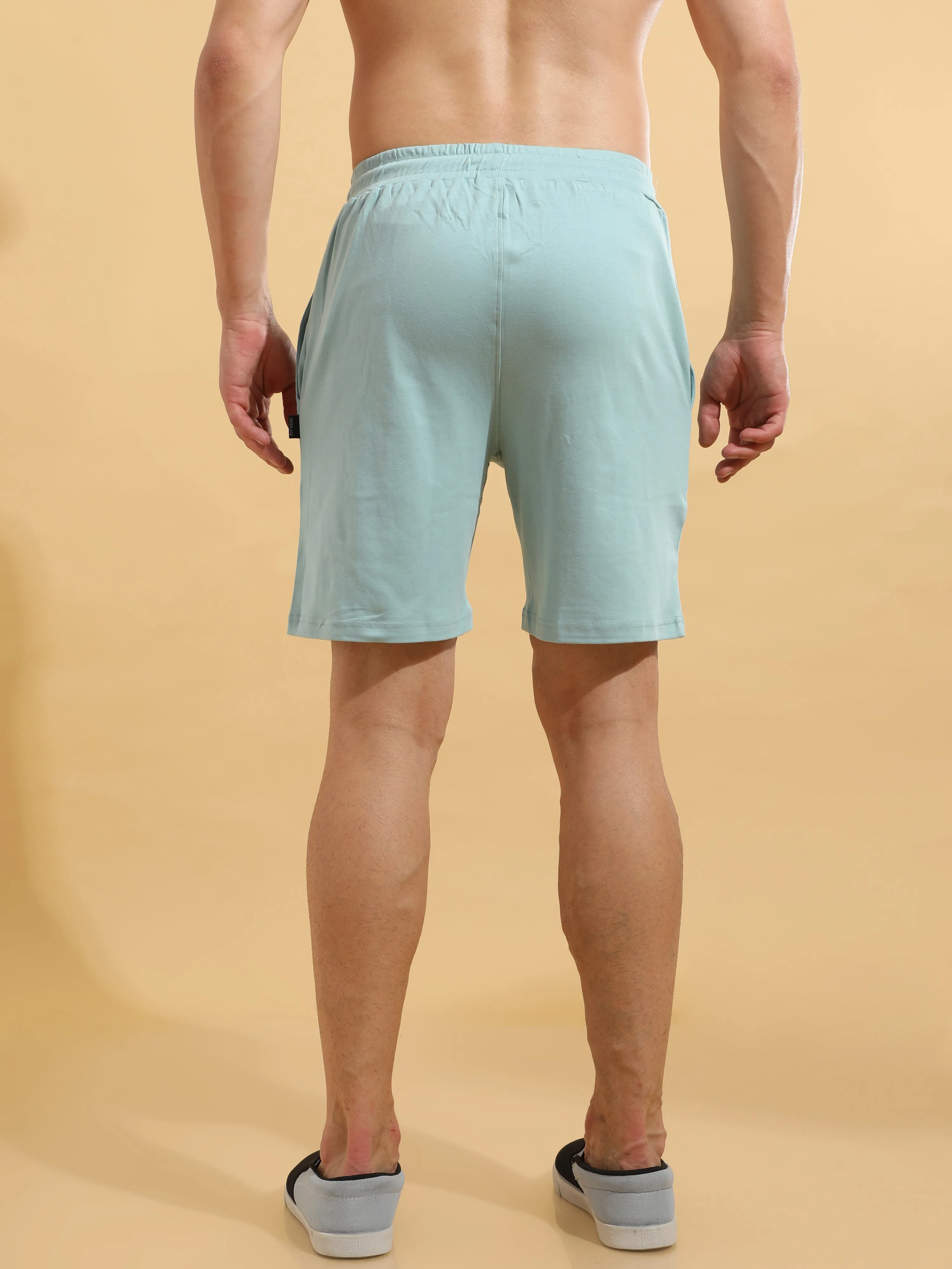 Stone Blue Cotton Shorts