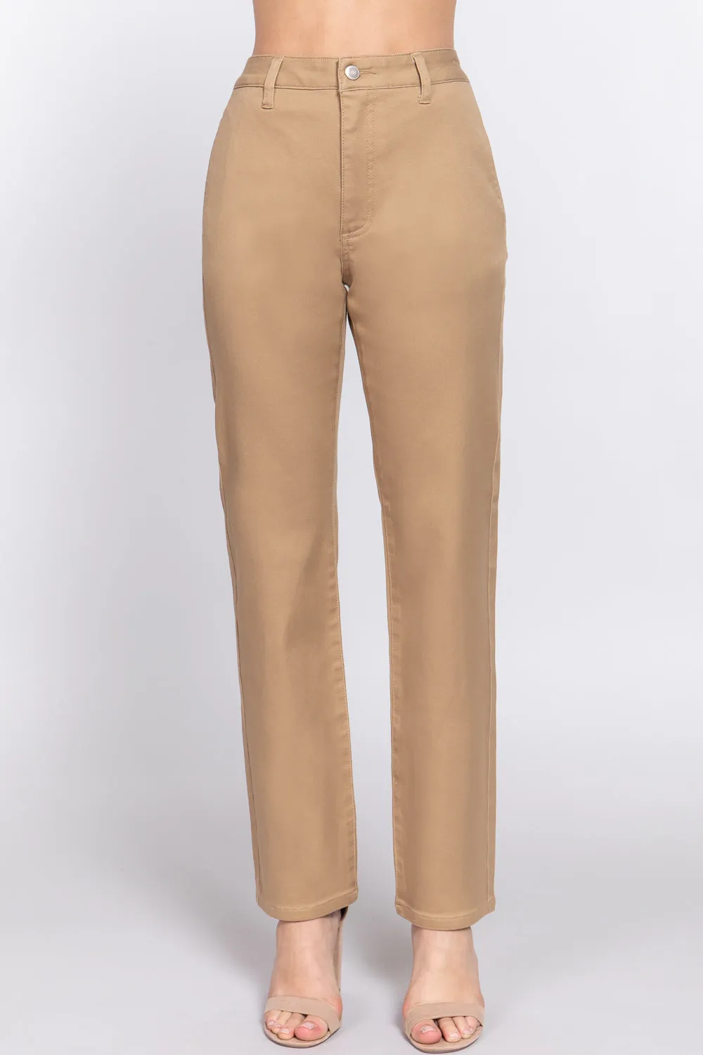 Straight Fit Twill Long Pants - 5 colors