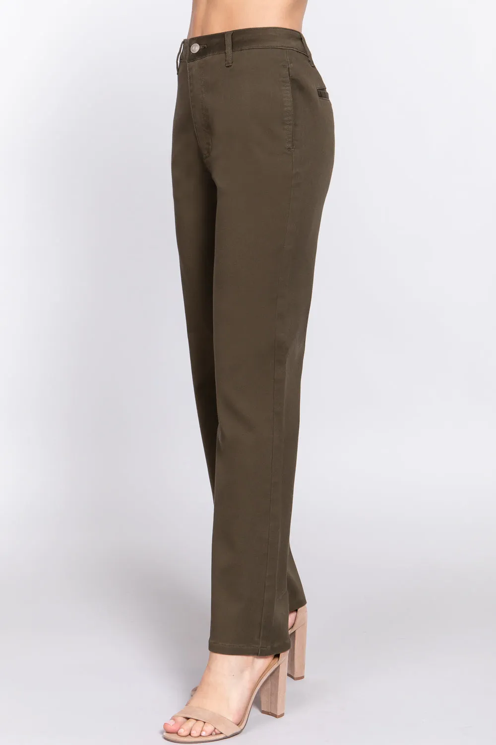 Straight Fit Twill Long Pants - 5 colors