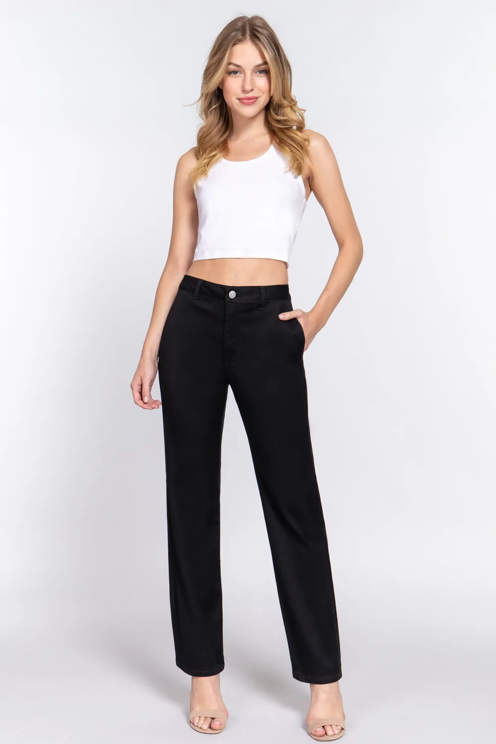 Straight Fit Twill Long Pants - 5 colors