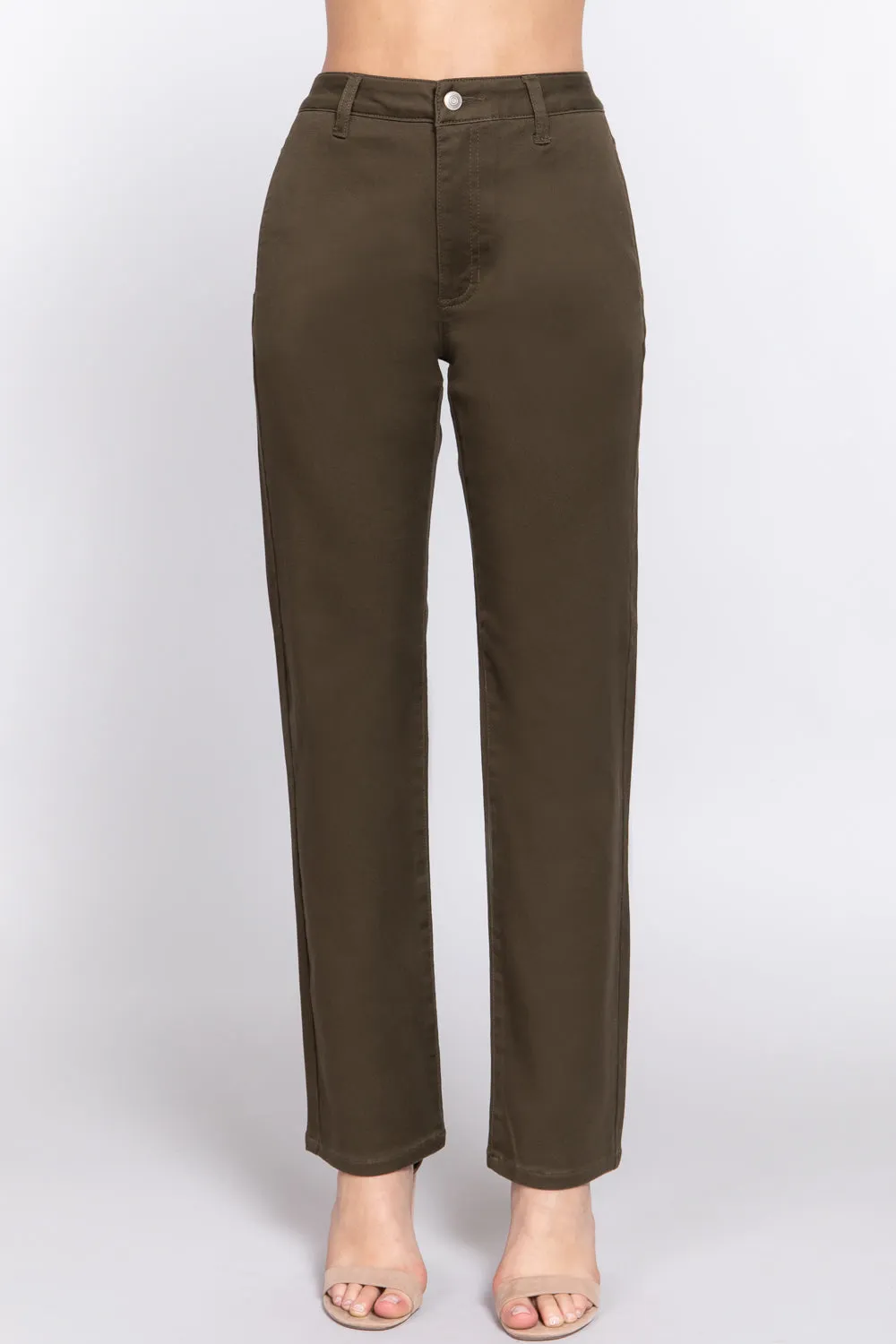 Straight Fit Twill Long Pants - 5 colors